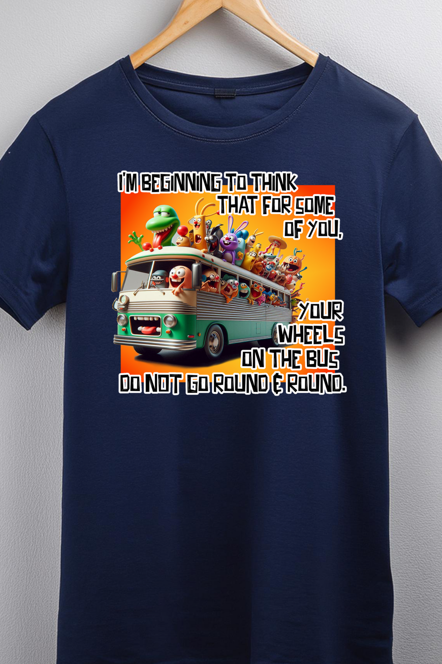 Funny "Wheels on the Bus" Meme T-Shirt – Quirky Cartoon Design