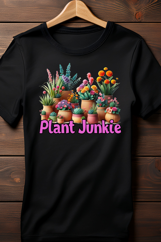 Plant Junkie - Colorful Succulent & Floral Graphic Tee